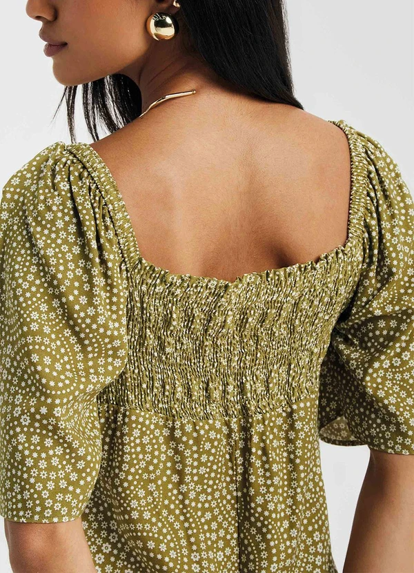 Marialícia - Vestido Feminino Curto Floral Verde 3