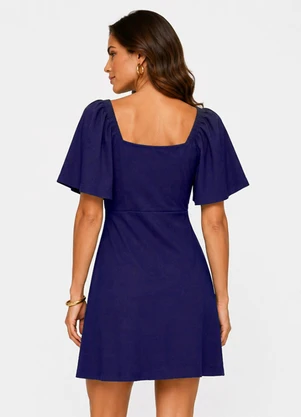 Infinita Cor - Vestido Feminino Curto Malha Visco Classic Azul - INFINITA COR