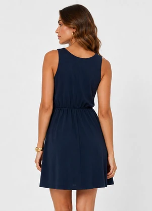 Infinita Cor - Vestido Feminino Curto Malha Visco Classic Azul - INFINITA COR