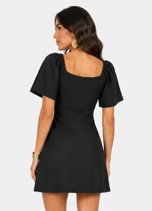 Infinita Cor - Vestido Feminino Curto Malha Visco Classic Preto - INFINITA COR