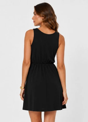 Infinita Cor - Vestido Feminino Curto Malha Visco Classic Preto - INFINITA COR