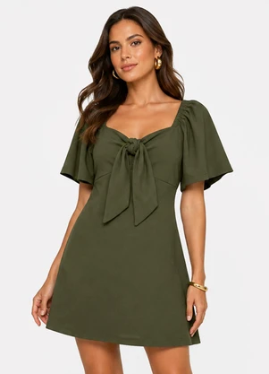 Infinita Cor - Vestido Feminino Curto Malha Visco Classic Verde - INFINITA COR