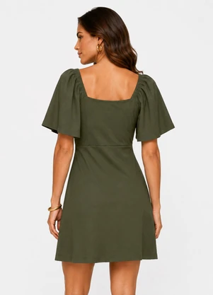 Infinita Cor - Vestido Feminino Curto Malha Visco Classic Verde - INFINITA COR