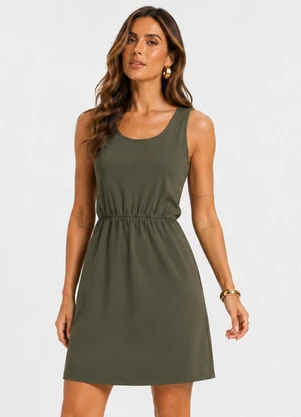 Infinita Cor - Vestido Feminino Curto Malha Visco Classic Verde - INFINITA COR