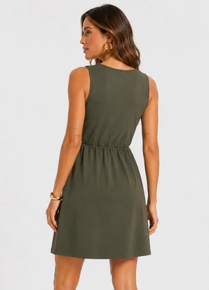 Infinita Cor - Vestido Feminino Curto Malha Visco Classic Verde - INFINITA COR