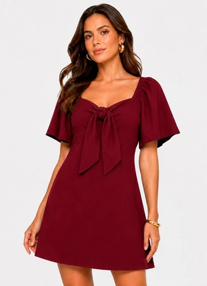 Infinita Cor - Vestido Feminino Curto Malha Visco Vermelho - INFINITA COR