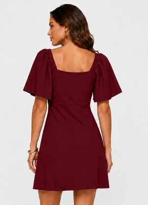 Infinita Cor - Vestido Feminino Curto Malha Visco Vermelho - INFINITA COR
