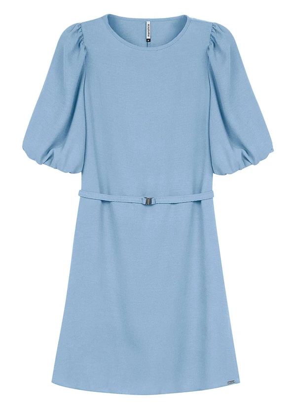 Marialícia - Vestido Feminino Curto Manga Bufante Azul 3