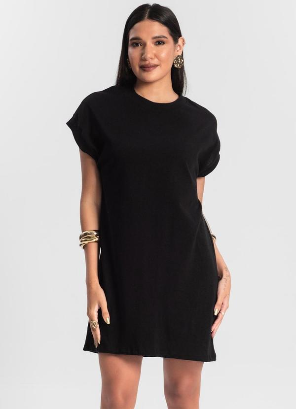 Rovitex - Vestido Feminino Curto Meia Malha Preto