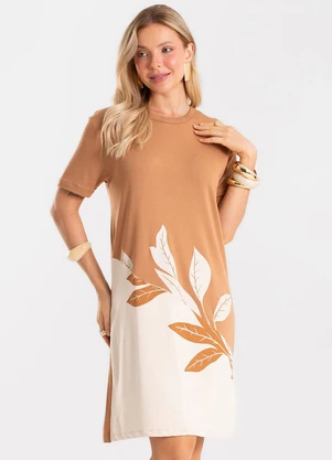 Rovitex - Vestido Feminino Curto Molecotton Marrom - ROVITEX