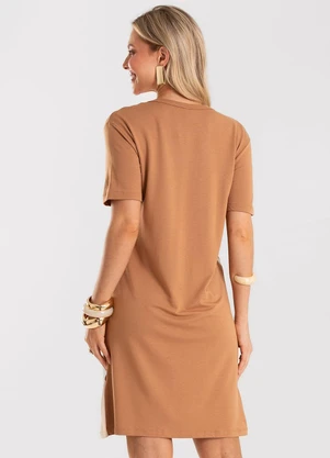 Rovitex - Vestido Feminino Curto Molecotton Marrom - ROVITEX