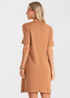 Rovitex - Vestido Feminino Curto Molecotton Viscose Marrom - ROVITEX