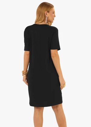 Rovitex - Vestido Feminino Curto Molecotton Viscose Preto - ROVITEX