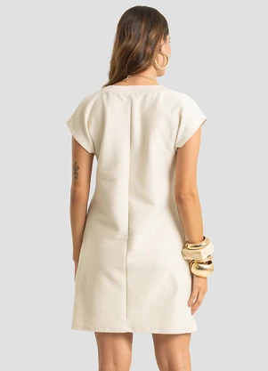Dianna - Vestido Feminino Curto Moletinho Gorgurinho Bege - DIANNA