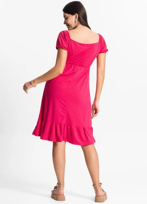 Rovitex - Vestido Feminino Curto Tecido Maquinetado Rosa - ROVITEX