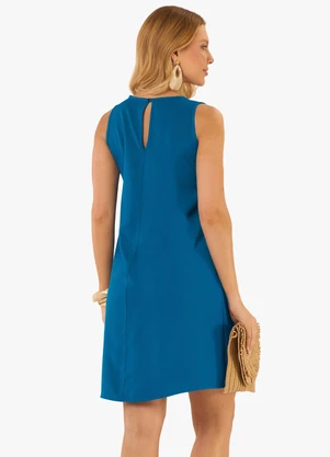 Rovitex - Vestido Feminino Curto Tecido Twill Azul - ROVITEX