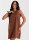 Rovitex - Vestido Feminino Curto Tecido Twill Azul - variação: Marrom