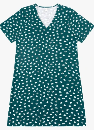 Rovitex - Vestido Feminino Curto Visco Maquinetado Verde - ROVITEX