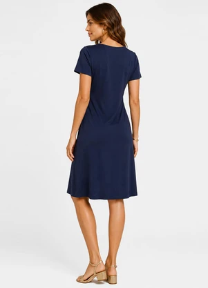 Infinita Cor - Vestido Feminino em Malha Visco Premiere Azul  - INFINITA COR