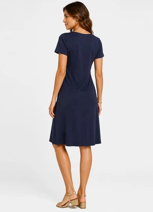 Infinita Cor - Vestido Feminino em Malha Visco Premiere Azul  - INFINITA COR