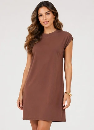 Infinita Cor - Vestido Feminino em Malha Visco Premiere Marrom - INFINITA COR
