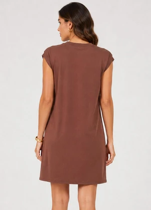 Infinita Cor - Vestido Feminino em Malha Visco Premiere Marrom - INFINITA COR