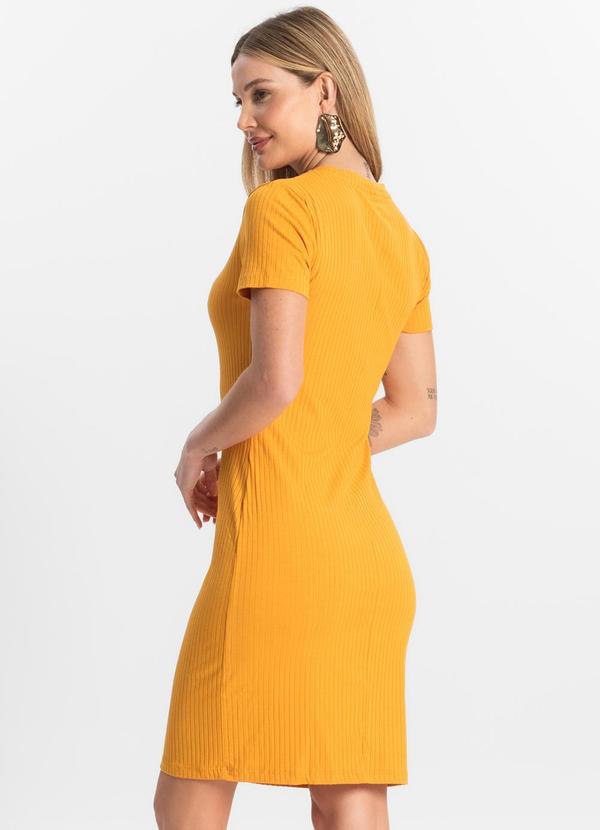 Rovitex - Vestido Feminino em Ribana Canelada Amarelo 2