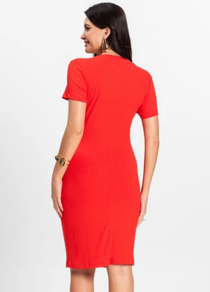 Rovitex - Vestido Feminino em Ribana Canelada Laranja - ROVITEX