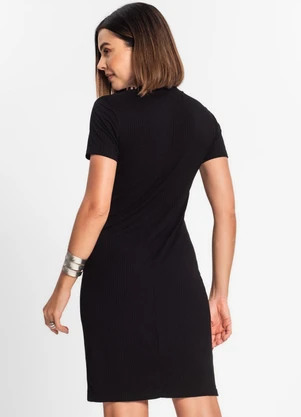 Rovitex - Vestido Feminino em Ribana Canelada Preto - ROVITEX