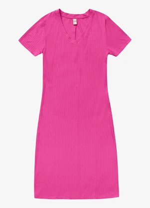 Rovitex - Vestido Feminino em Ribana Canelada Rosa - ROVITEX