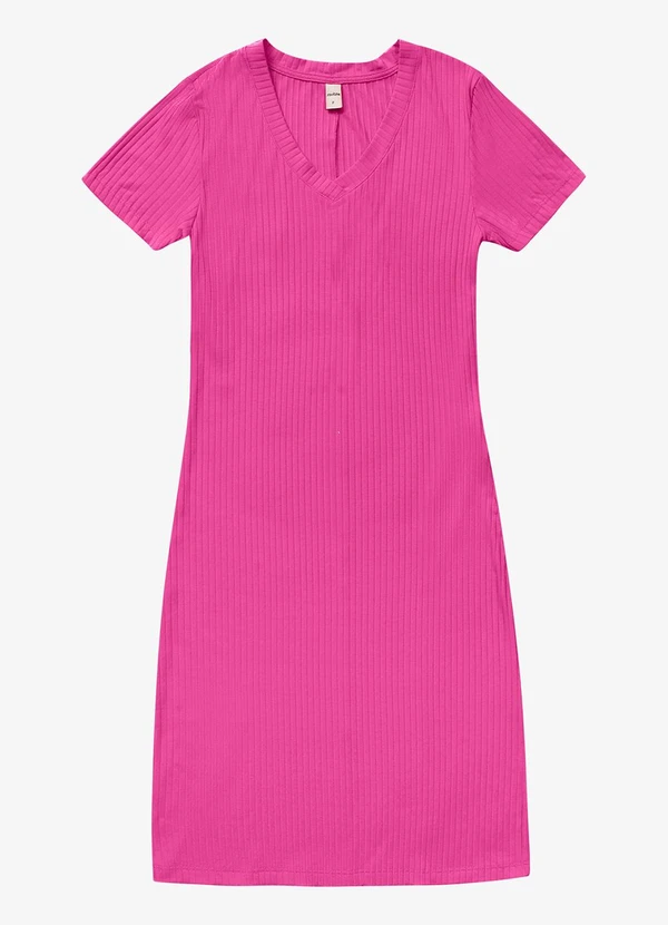 Rovitex - Vestido Feminino em Ribana Canelada Rosa 2