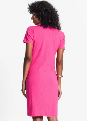 Rovitex - Vestido Feminino em Ribana Canelada Rosa - ROVITEX