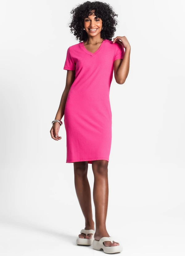 Rovitex - Vestido Feminino em Ribana Canelada Rosa 3