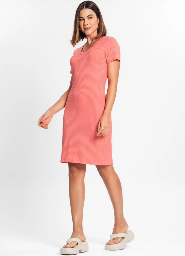 Rovitex - Vestido Feminino em Ribana Canelada Rosa 3