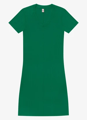 Rovitex - Vestido Feminino em Ribana Canelada Verde - ROVITEX