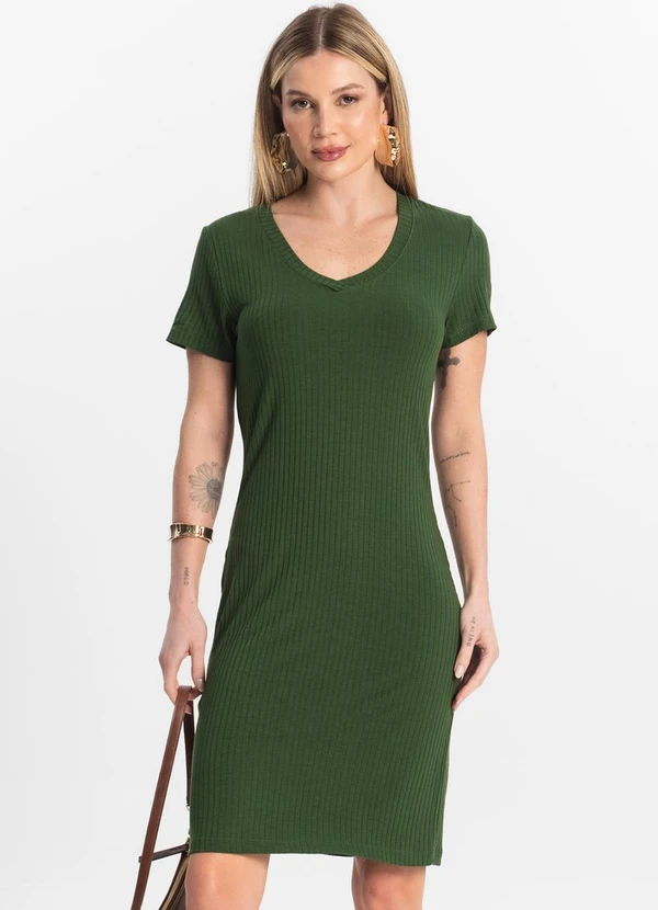 Rovitex - Vestido Feminino em Ribana Canelada Verde