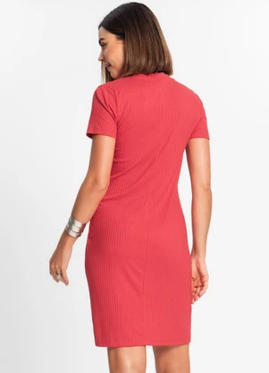 Rovitex - Vestido Feminino em Ribana Canelada Vermelho - ROVITEX