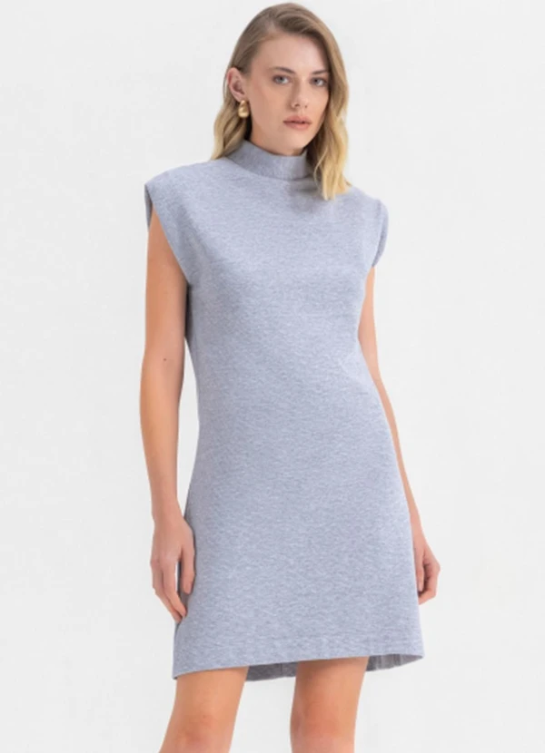 Essendi - Vestido Feminino em Ribana  Cinza