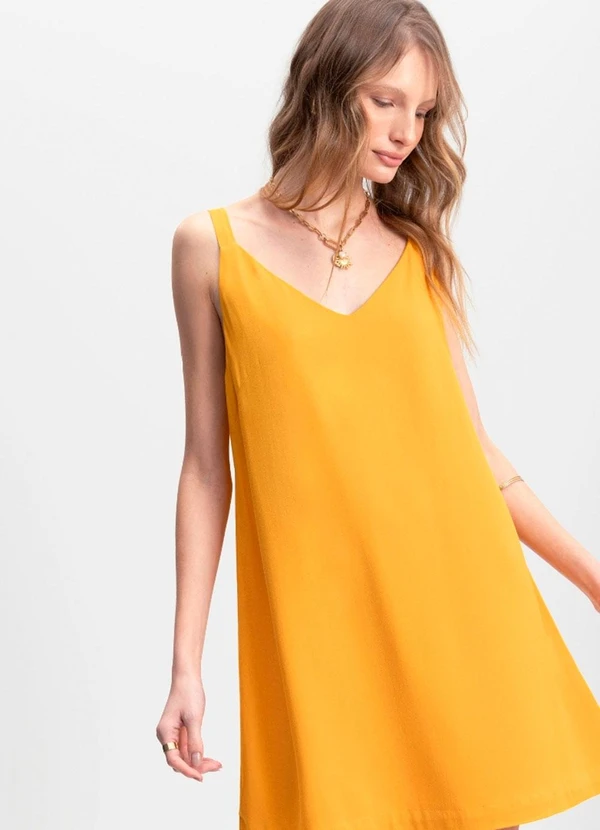 Essendi - Vestido Feminino em Tecido Creponado Amarelo 3