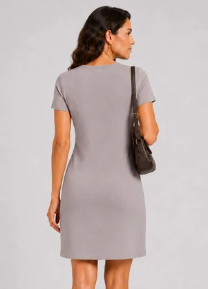 Infinita Cor - Vestido Feminino em Tecido Henera Cinza - INFINITA COR