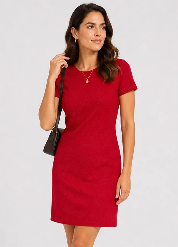 Infinita Cor - Vestido Feminino em Tecido Henera Vermelho