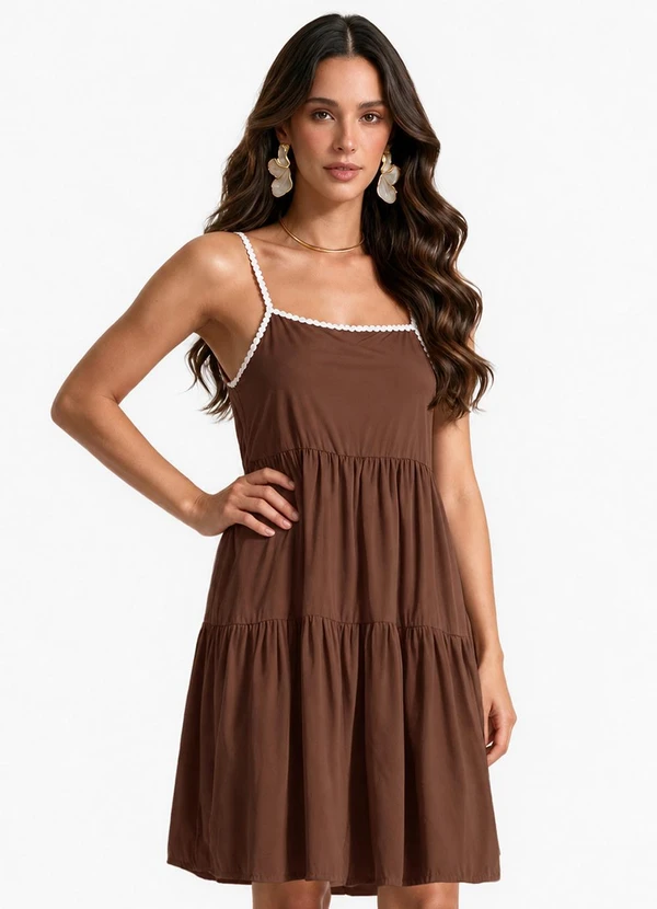 Dianna - Vestido Feminino em Tecido Marrom