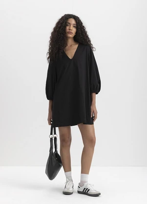 Essendi - Vestido Feminino em Tricoline Madhi Preto - ESSENDI