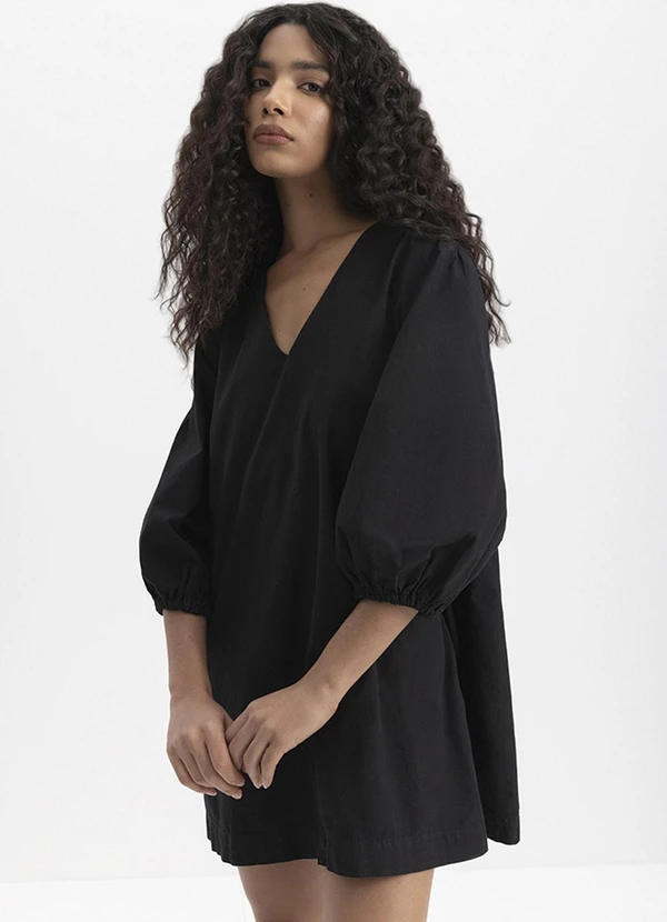 Essendi - Vestido Feminino em Tricoline Madhi Preto 3