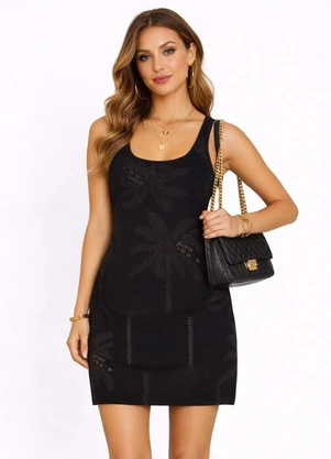 Infinita Cor - Vestido Feminino em Viscotorcion Preto - INFINITA COR