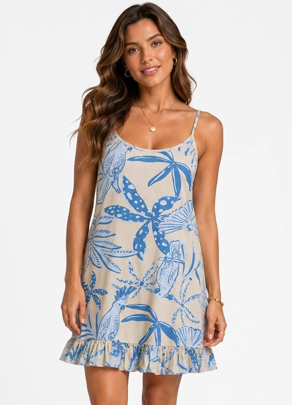 Select - Vestido Feminino Estampado Azul