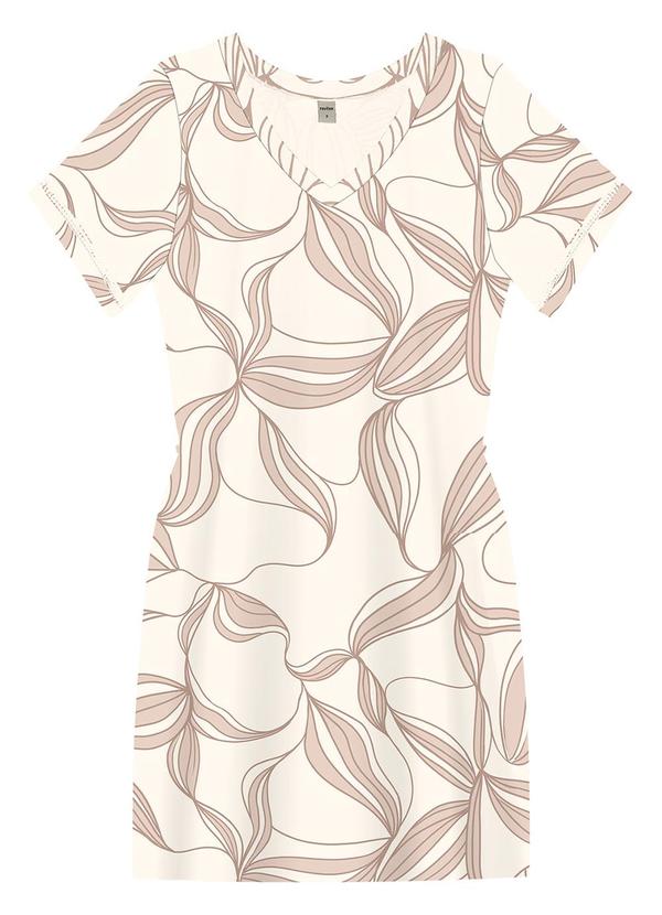 Rovitex - Vestido Feminino Estampado Bege