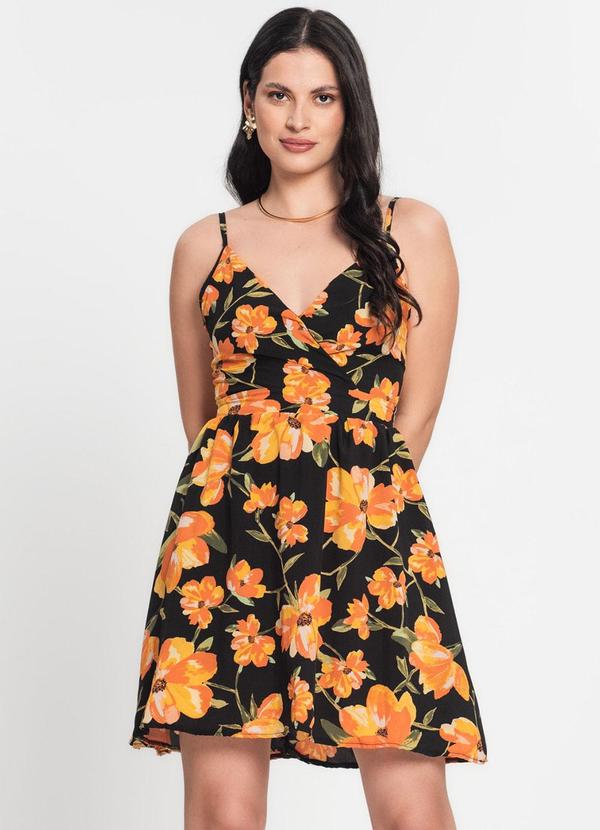 Select - Vestido Feminino Estampado Curto Preto