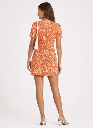 Select - Vestido Feminino Estampado Gola Redonda Laranja - SELECT