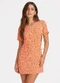 Select - Vestido Feminino Estampado Gola Redonda Verde - variação: Laranja